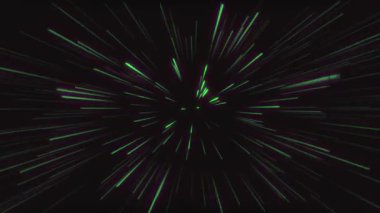 4K Animasyon Döngüsü Anime Parlak Yeşil Hız Hatları. Anime hareketinin arka planı 3D. Hızlı Hız Çizgisi Orta 'dan Dışarıya Yeşil