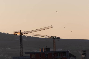 İnşaat alanı işsizlik nedeniyle durakladı. İki vinç çalışmayı durdurdu.