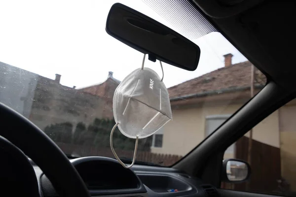 Masque Dans Voiture Mis Pour Désinfecter Soleil Meilleure Façon Désinfection — Photo