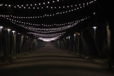 Park sokağında ışıklar