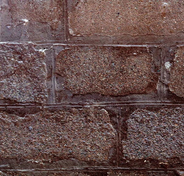 Dark Broun Wall Concrete Blocks Old Cracks Extraordinary Beautiful Background — Stock Photo, Image