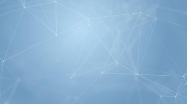 Mavi arkaplanda bağlantı çizgileri olan soyut gelecekçi. Pleksus yapısı. Bilim, İş, İletişim, Tıp, Teknoloji, Ağ, Siber, Bilim-Kurgu Konsepti. İllüzyon. 3B görüntüleme
