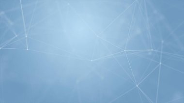 Mavi arkaplanda bağlantı çizgileri olan soyut gelecekçi. Pleksus yapısı. Bilim, İş, İletişim, Tıp, Teknoloji, Ağ, Siber, Bilim-Kurgu Konsepti. İllüzyon. 3B görüntüleme