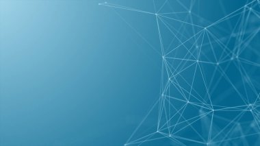 Mavi arkaplanda bağlantı çizgileri olan soyut gelecekçi. Pleksus yapısı. Bilim, İş, İletişim, Tıp, Teknoloji, Ağ, Siber, Bilim-Kurgu Konsepti. İllüzyon. 3B görüntüleme