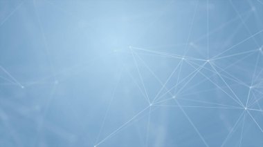Mavi arkaplanda bağlantı çizgileri olan soyut gelecekçi. Pleksus yapısı. Bilim, İş, İletişim, Tıp, Teknoloji, Ağ, Siber, Bilim-Kurgu Konsepti. İllüzyon. 3B görüntüleme