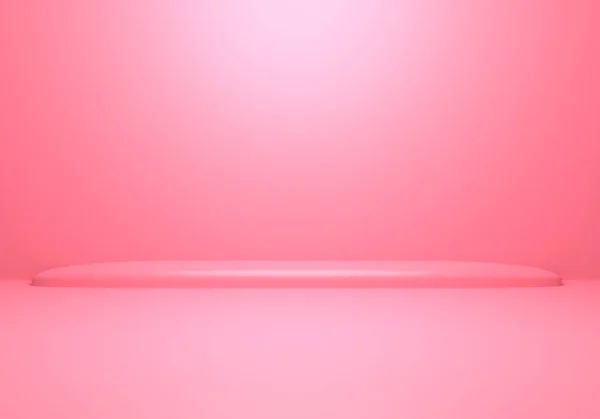 带讲台的空粉色抽象最小概念背景的三维渲染 广告宣传 化妆品广告 产品展示 — 图库照片