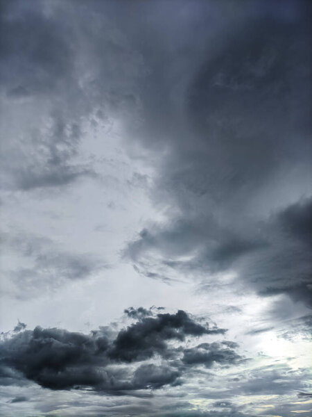 Dramatic sky clouds before rain. Abstract nature background. Weather concept. Dark tone