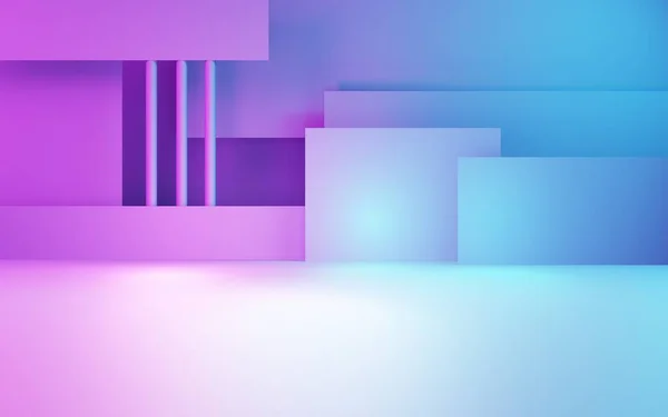 Representación Fondo Geométrico Abstracto Púrpura Azul Concepto Cyberpunk Escena Para — Foto de Stock