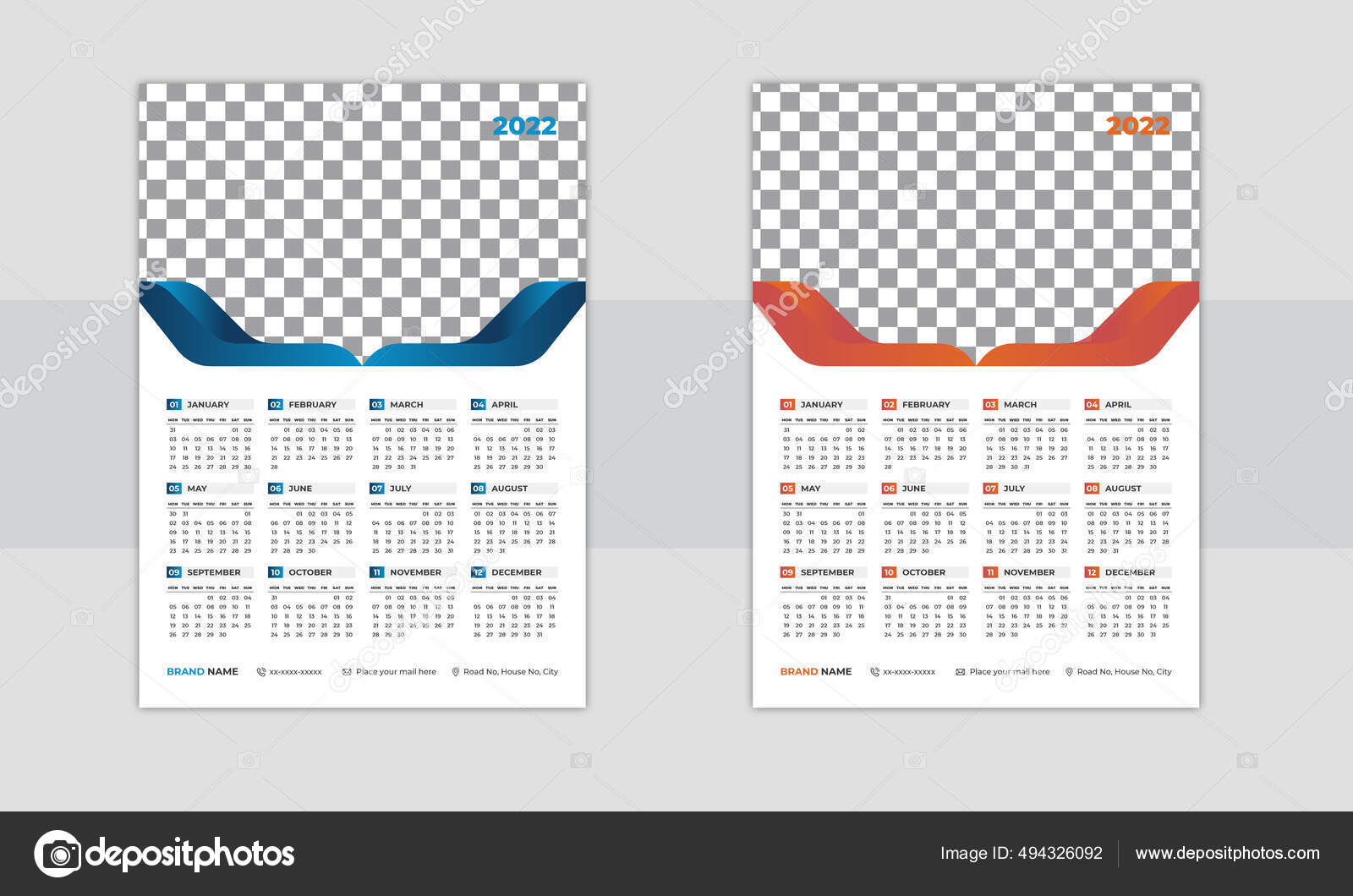 Print Ready 2022 Calendar Design Template Stock Illustration by ©Pavel