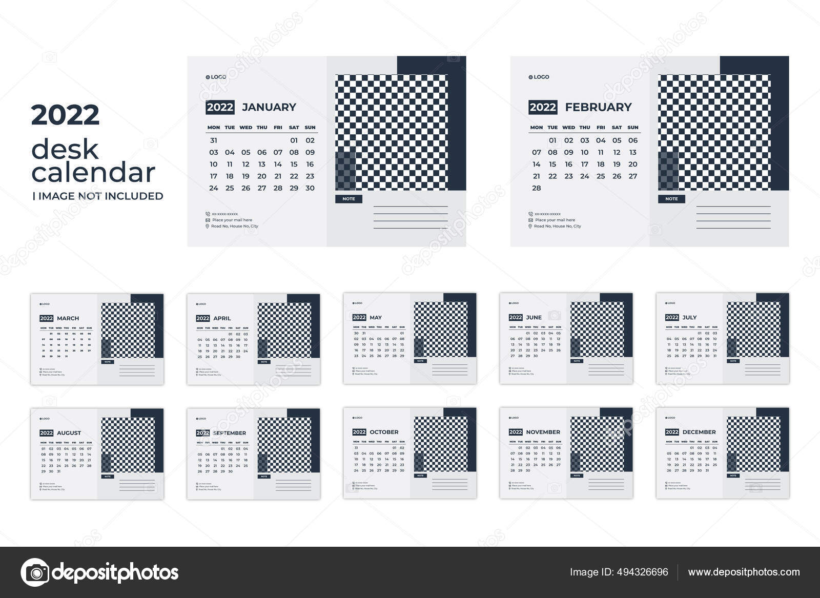 Print Ready Desk Calendar 2022 Design Template Stock Vector Image By  ©Pavel_Design #494326696