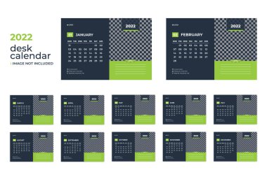 Print ready desk calendar 2022 design template