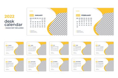 Print ready desk calendar 2022 design template