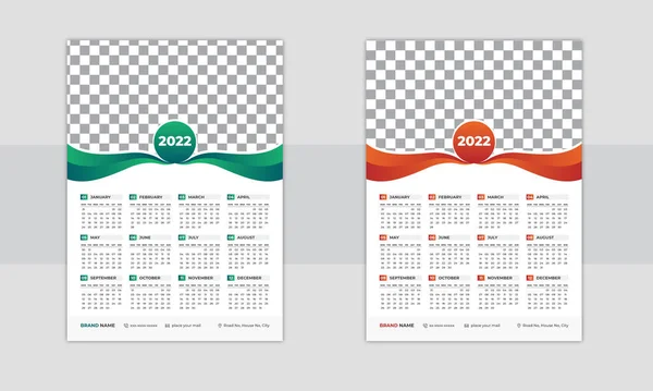 Print Ready 2022 Calendar Design Template — Stok Vektör