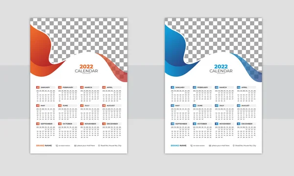 Print Ready 2022 Calendar Design Template — Stock vektor