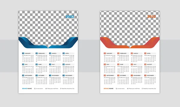 Print Ready 2022 Calendar Design Template — Stock vektor