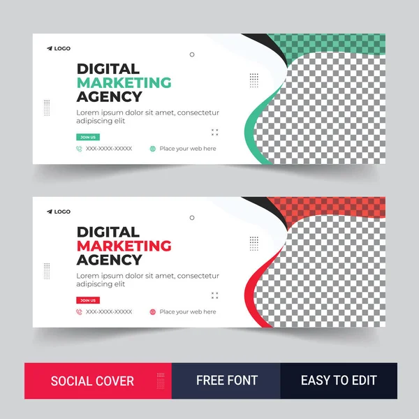 Corporate Digitale Business Marketing Promotie Facebook Cover Template Ontwerp — Stockvector