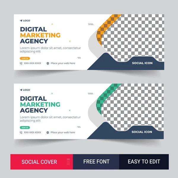 Şirket ve dijital iş pazarlama tanıtım Facebook kapağı şablonu tasarımı