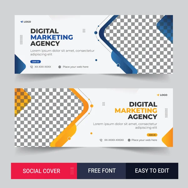 Corporate Digitale Business Marketing Promotie Facebook Cover Template Ontwerp — Stockvector