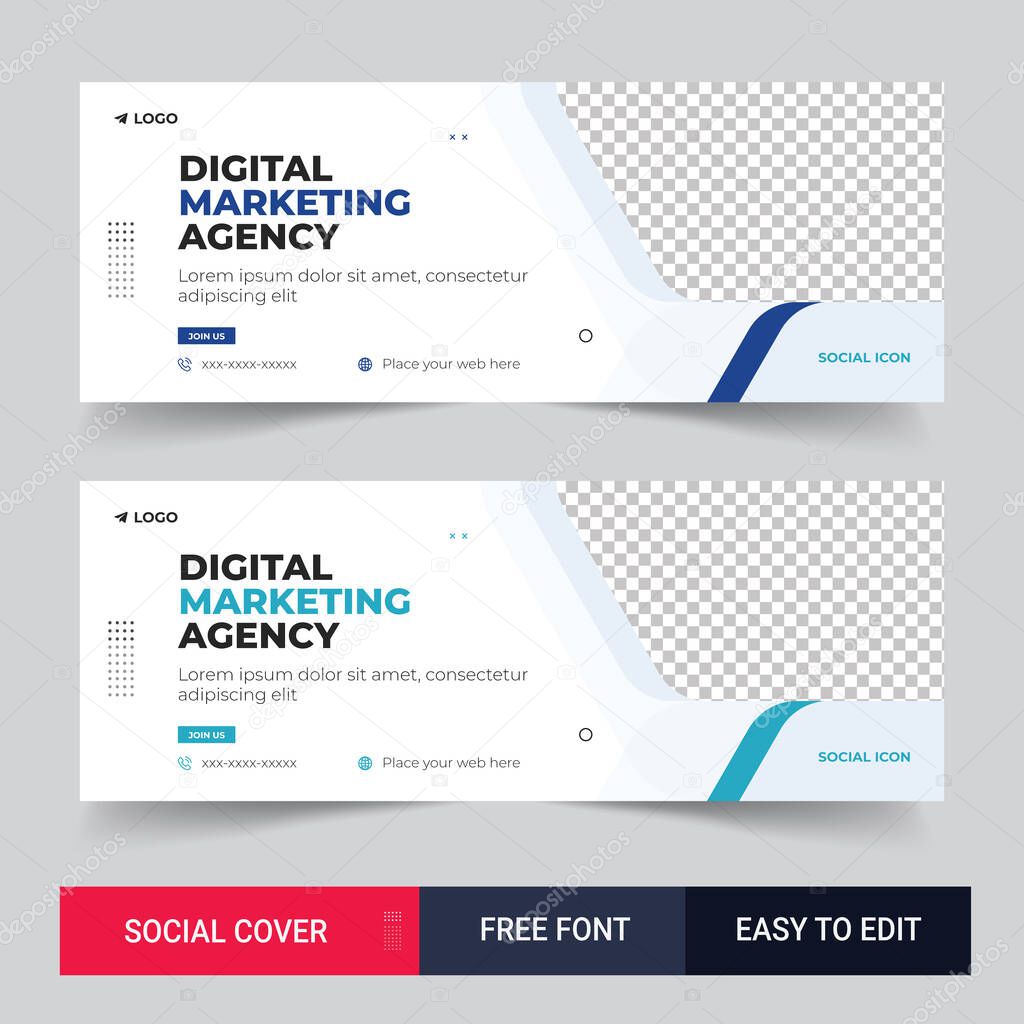 Corporate and digital business marketing promotion facebook cover template design