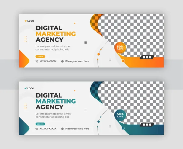 Corporate Digitale Business Marketing Promotie Facebook Tijdlijn Cover Template Ontwerp — Stockvector