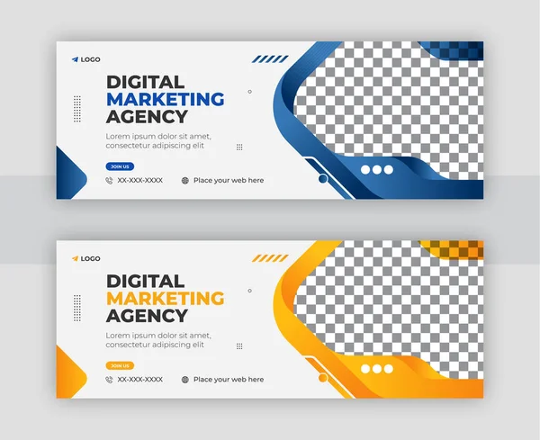 Promoção Marketing Corporativo Digital Facebook Design Modelo Capa Linha Tempo — Vetor de Stock