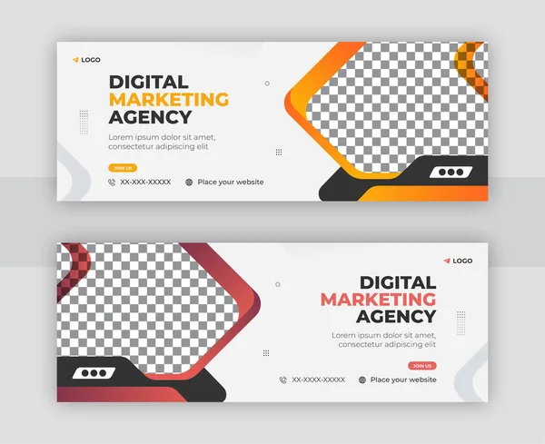 Promoção Marketing Corporativo Digital Facebook Design Modelo Capa Linha Tempo — Vetor de Stock