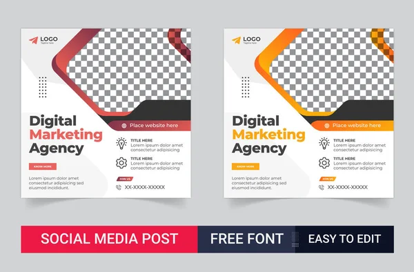 Marketing Digital Redes Sociales Corporativas Facebook Post Diseño Plantillas Banner — Vector de stock
