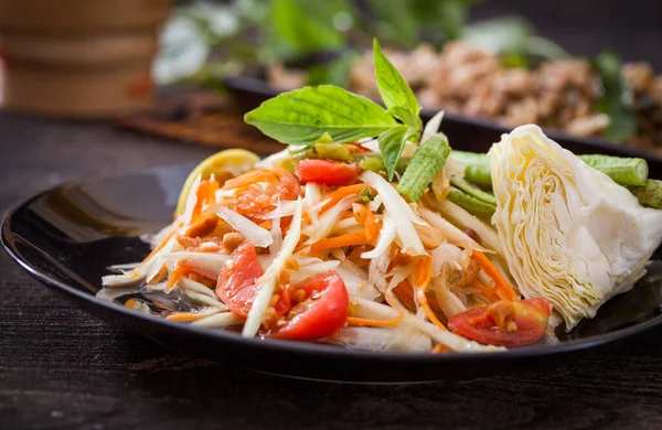 Ensalada Papaya Tailandesa Som Tum Tailandia — Foto de Stock