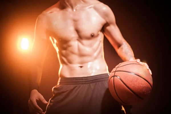 Treinamento Basquete Com Uma Bola Campo — Fotografia de Stock