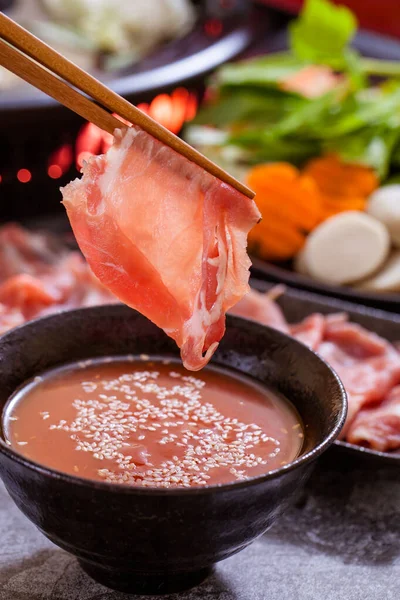 Sukiyaki Comida Japonesa Shabu Shabu —  Fotos de Stock