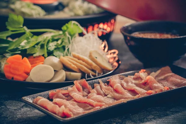 Sukiyaki Japansk Mat Shabu Shabu — Stockfoto