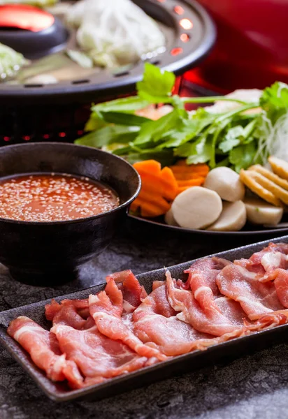 Sukiyaki Cibo Giapponese Shabu Shabu — Foto Stock