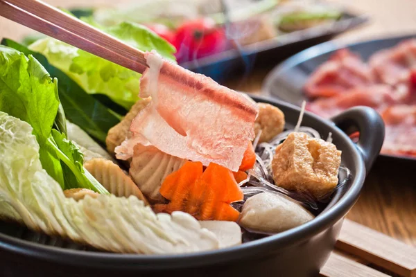 Sukiyaki Comida Japonesa Shabu Shabu —  Fotos de Stock