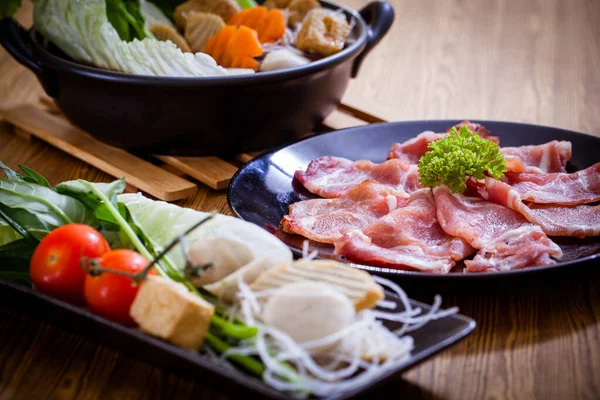 Sukiyaki Comida Japonesa Shabu Shabu —  Fotos de Stock