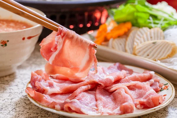 Sukiyaki Comida Japonesa Shabu Shabu —  Fotos de Stock