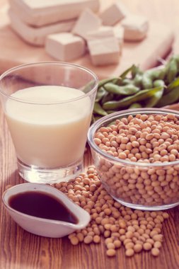 Soya fasulyesi, tofu ve diğer soya ürünleri.