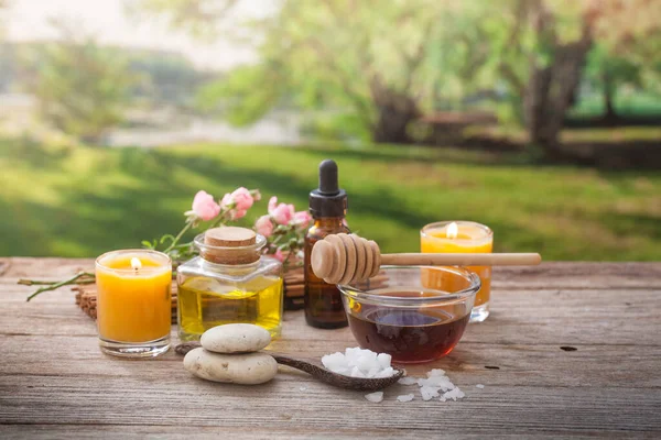 Aroma Wellness Behandlungen Auf Holz — Stockfoto