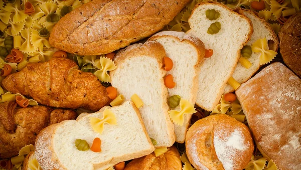 Brot Und Getreide Kohlenhydratreiche Lebensmittel — Stockfoto