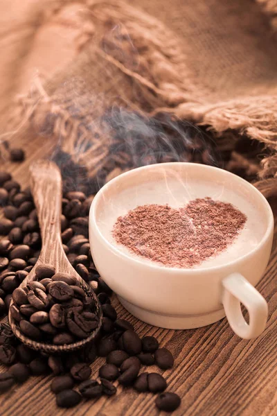 I love coffee,Cup of coffee  and coffee beans