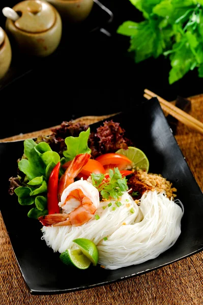 Вкусная Пряная Лапша Креветками Тайская Еда — стоковое фото