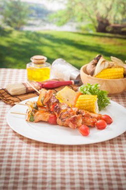 Yazın bahçede barbekü.