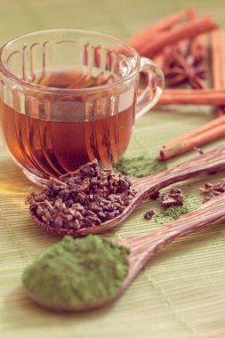 Çay yapraklı taze yeşil çay.