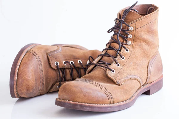 男式工作靴皮革 — 图库照片