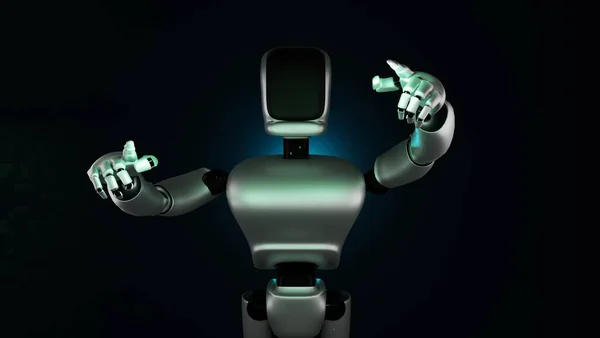 Robô Futurista Com Ação Renderização — Fotografia de Stock