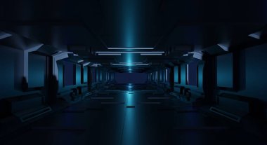 Gelecekçi Bilim-Kurgu tünel arka planı, 3d Hazırlama