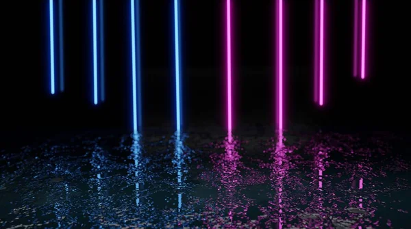 Futurystyczny Fioletowy Niebieski Neon Nowoczesny Laser Grunge Szorstka Podłoga Betonowa — Zdjęcie stockowe
