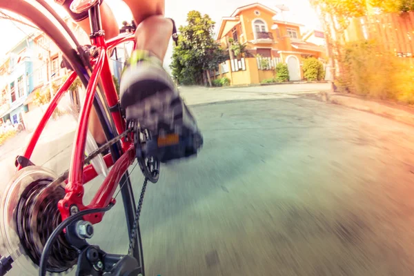 Fahrrad Der Stadt Bei Sonnenuntergang — Stockfoto