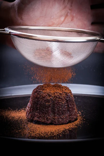 Sobremesa Bolo Chocolate Caseiro Lava — Fotografia de Stock