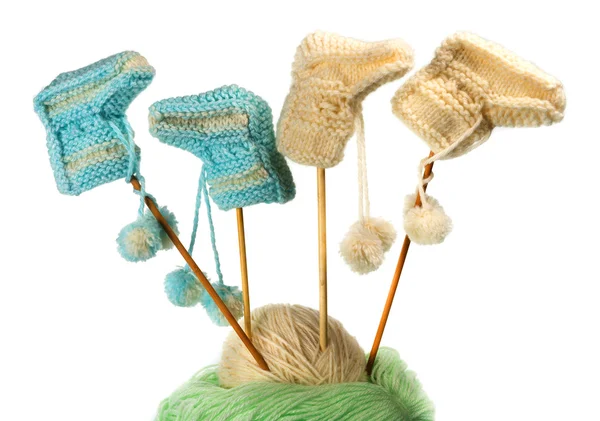 Children's knitted bootees — Stock Photo, Image