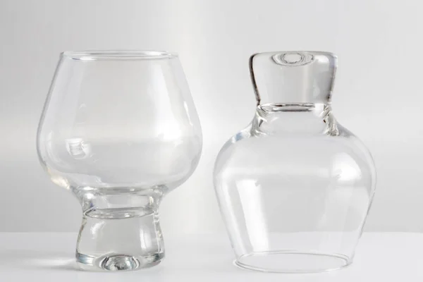 View Two Crystal Glasses One Next Other One Inverted Respect — Stock Photo, Image